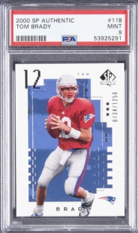 2000 SP Authentic #118 Tom Brady Rookie Card (#0734/1250) – PSA MINT 9